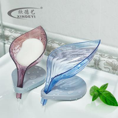 China Modern Top Sale Bathroom Drain Soap Dish Holder, Kitchen Leaf Shape Soap Holder High Quality Non Slip Soap Box for sale