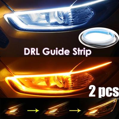 China 30cm 45cm 60cm DRL/Turn Signal Light Vehicle DRL Flexible Ribbon Tube Strip Led Car Daytime Running Lights Turn Signal Angel Eyes Car Styling for sale