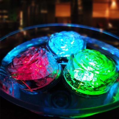 China Hot Selling Disposable Picosecond Slow Slow Flash Amazon Amazon Water-Activated Water-Activated Ignition Rose Shape LED Ice Cube Automatic Changing Color for sale