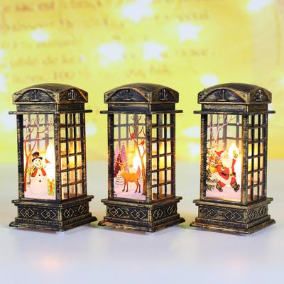 China PVC+LED Light Wholesale Holiday Lanterns Vintage Telephone Booth Decorative Glowing Christmas Lantern With LED Light for sale