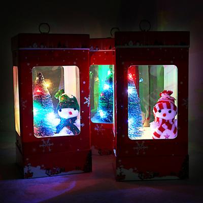 China Wrought Iron Craft Creative Diy Gifts Snow Music Box Christmas Decoration Luminous Falling Ornaments for sale