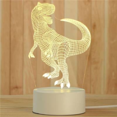 China Birthday Gift 3D Illusion Led Lamps Base OEM Dinosaur Acrylic Night Light for sale