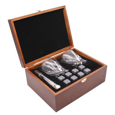 China Wholesale Men's RTS Gift Promotional Gift Set Whiskey 8pcs Chill Rock Stone Whiskey Set of 2 Glass Cups for Father's Day Gift for sale