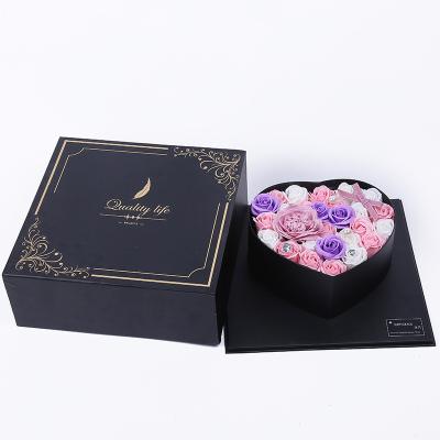 China Valentine Day Gifts Heart Shaped Box Artificial Flower Rose Soap Decorative Flowers Gift for girlfriend valentines day gift for sale