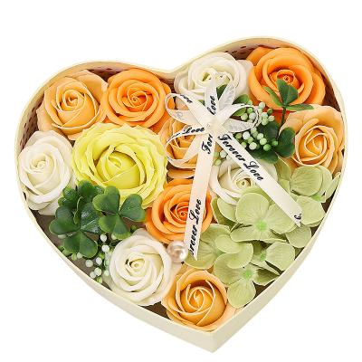 China Valentine Day Gifts Heart Shaped Box Rose Soap Decorative Flowers Artificial Flower in Gift Flower Boxes valentines day gifts for sale