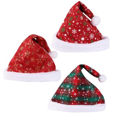 China Protective Cold Tan Thicken Red Christmas Lattice Ornaments Knitted Hat Keep Warm Christmas Party Hat for sale