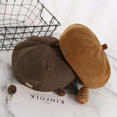 China Plain Weave Women's All-match Fashion Solid Color Beret Four-Seasons Sweet Lady Fashion Beret Hat for sale