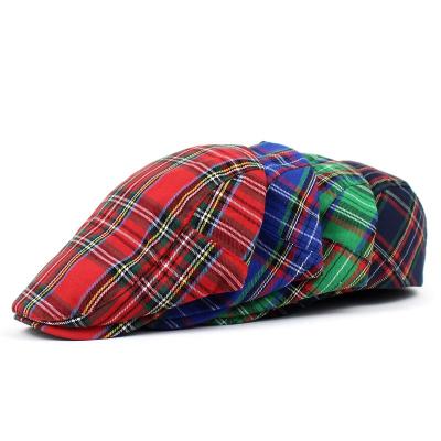 China Picture Customized Design Your Own Logo Duckbill Plaid Cotton Polyester Ivy Cap Unisex Style for sale