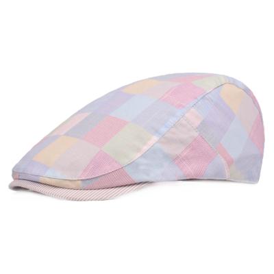 China Cotton Ivy Hat In Advance Spring Summer Ladies Visor Ivy Beret Colored Plaid With Image Factory Sale for sale