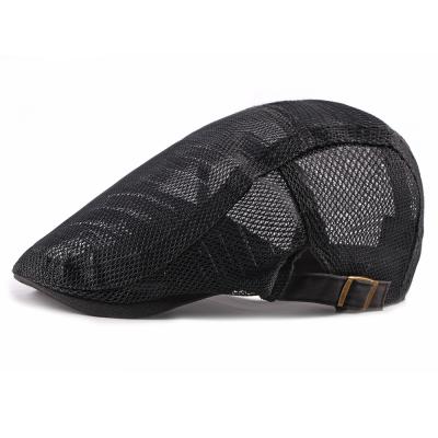 China Image Hollow Mesh Beret Men's Summer Hats Casual Korean Fashion Flat Ivy Caps Breathable Simple Lightweight Board for sale