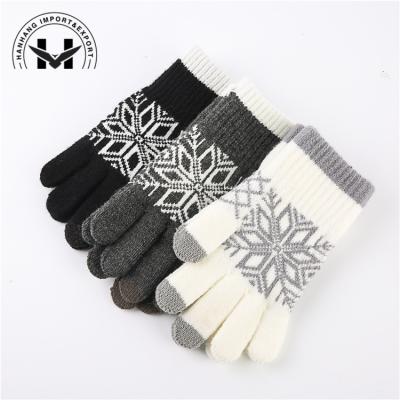 China Autumn/Winter Fashion Knitted Fingerless Mitten Embroidered Full Non Touch Screen Acrylic Mitten Slip Finger Mitt With Elastic for sale