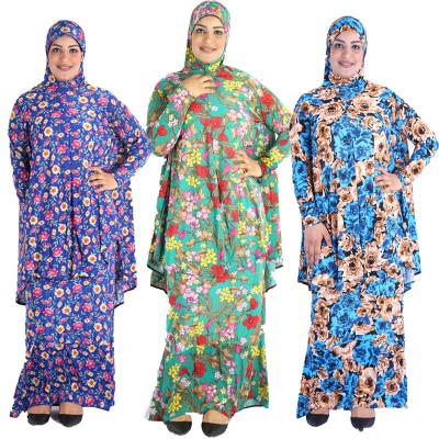 China Dubai Turban Abaya Print Dress Casual Eid Dress Abaya Islamic Muslim Long Robe Multi Color Modest Muslimah Styling Wholesale Cotton for sale