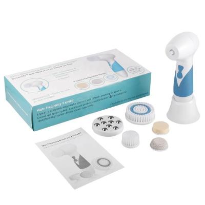 China Private Label Blood Vessel Removal 5 in 1 Electric Face Massager Rotating Brush Face Spa Microdermabrasion System Facial Cleansing Brush for sale