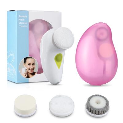 China Professional Rechargeable ABS+TPR Brush Facial Cleansing System 3 in 1 Brush Waterproof Electric Facial Massager for sale