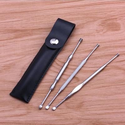 China 3pcs /set Portable Stainless Steel Ear Pick Earwax Remover Cleaning Ear Cleaner Portable Spiral Spoon Double Head for sale