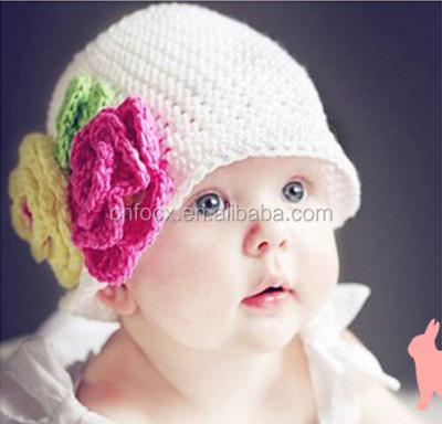 China High quality plush fashion baby knitted hat/baby winter hat/princess hat for sale