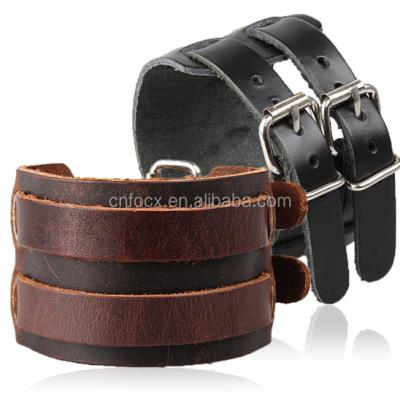 China Cute Retro Double Strap High Quality Men Bracelet /men Leather Bracelet for sale