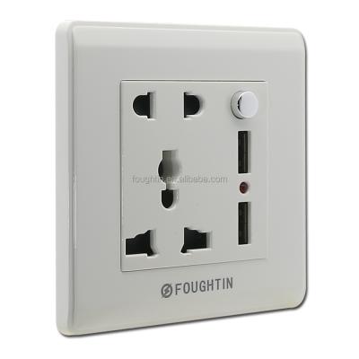 China PC Hardware Multi Function 5pin PC Socket With USB 2 Port With Neon Wall Multi Socket With USB for sale