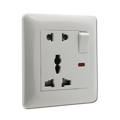 China 5 Pin Multi-Purpose Residential / Multi-Purpose Socket Outlet with Switch and Neon Multi-Function Outlet for sale