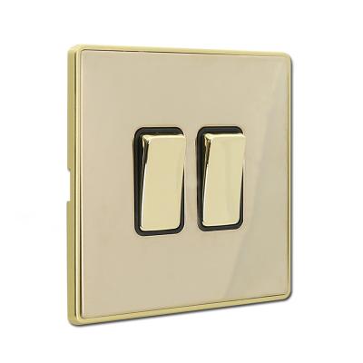 China Metal Material 2 Gang 2 Way Switch Metal Push Button Switch Electrical Wall Switches for sale