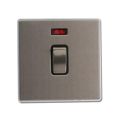 China Metal Material Stainless Steel DP 20A Switch 1 Gang Water Heater Wall Switches for sale