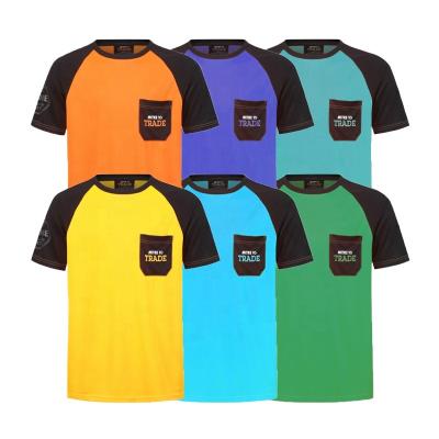 China Anti-wrinkle custom logo o neck plus size high quality men's color block promotional quick dry T-shirt for sale