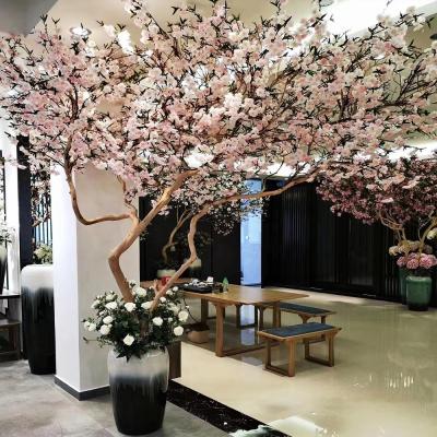 China Environmental Friendly Simulation Flower Pink Small Cherry Blossom Tree Plants Tall Artificial Cherry Blossom Flower Tree For Garden for sale