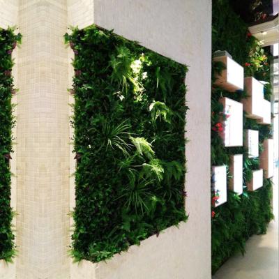 China Hotel Contemporary Green 100cmx100cm Artificial Restaurant Store Decoration Plants Wall Artificial Green Wall for sale