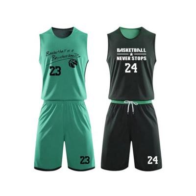 China Kid Antibacterial Reversible Basketball Tracksuits Breathable Double Side Shirts With Shorts Uniforms for sale