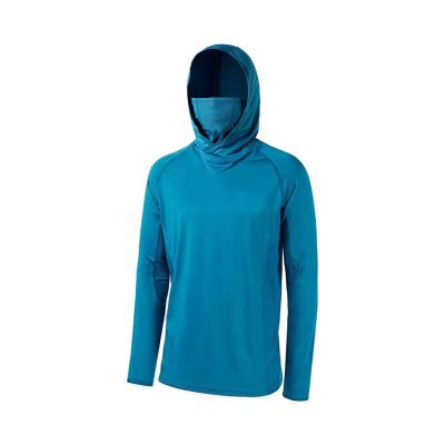 China Wholesale UPF 50+ Antibacterial Mens Long Sleeve Fishing Shirt With UV Mask Neck Hoodie for sale