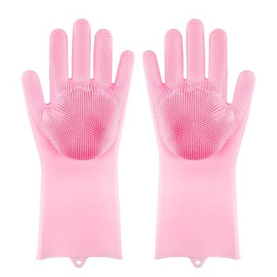 China Magic Rubber Heat Resistant Kitchen Mitt Silicone Scrubber Food Grade Silicone Scrubber Gloves Washing Gloves Silicona for sale