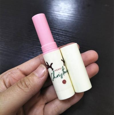 China Hot Sale Cute Christmas Cosmetic Round Lipbalm Tube Container Lip Gloss Case Empty Plastic Lipstick Packaging for Kids and Girls 2.5g for sale