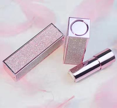 China New Cosmetic Empty Square Lipstick Tubes Packaging Case 12.1mm Glitter Gradient Pink Lip Bam Lipstick Container for sale