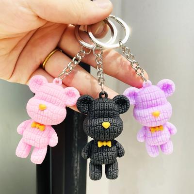 China New Bear Gift Cute Colorful Car Shape Girl Keychain Creative Pendant Simulation Cartoon Key Chain Bag Accessories Key Chain for sale