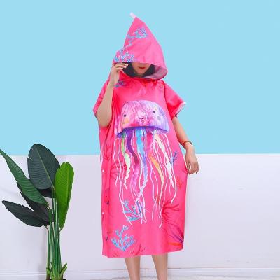 China Wholesale QUICK DRY Quick Dry Microfiber Custom Design Robe Beach Surf Poncho Adult Hooded Changing Towel for sale