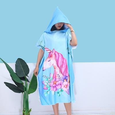 China QUICK DRY Wholesale Hooded Surf Beach Towel Print Long Robe Adult Towel Poncho for sale