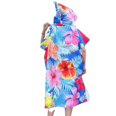 China Adult Bath Poncho Hooded Adult Towelling QUICK DRY Poncho Wholesale Hooded for sale