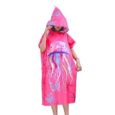 China QUICK DRY Adult Hoodie Poncho Changing Robe Red Festival Waterproof Reusable for sale