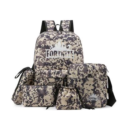 China Waterproof 2020 Wholesale High Quality Waterproof Nylon 5 Piece Camouflage Backpack Bag Set for sale