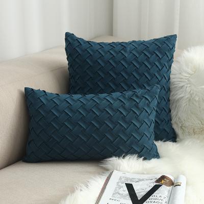 China Anti-Static 18 x 20 Colors Velvet Tile Cover Luxury High Quality 3D Velvet 18 Cushion Hand Knitting Cushion Pillow Case Navy for sale