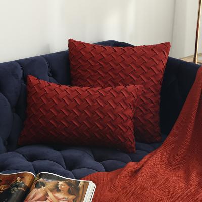 China 20 Colors Anti-Static Velvet Tile Cover 18 x Luxury High Quality 18 Velvet Cushion 3D Hand Knitting Cushion Pillow Case Rust Red for sale