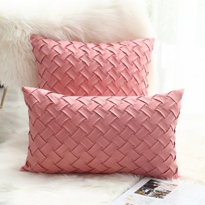 China Anti-Static 18 x 20 Color Velvet Tile Cover Luxury High Quality 3D Velvet 18 Cushion Hand Knitting Cushion Pillow Case Dark Pink for sale