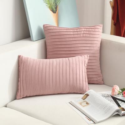 China Super Soft Anti-Static Striped Solid Color Velvet Pillow Cover Decorative Corduroy Cushion Cover For Sofa Plain Throw Pillow Cover for sale