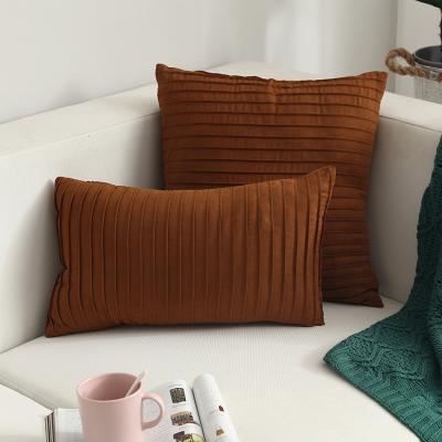 China Super Soft Anti-Static Striped Solid Color Velvet Pillow Cover Decorative Corduroy Cushion Cover For Sofa Plain Throw Pillow Cover for sale