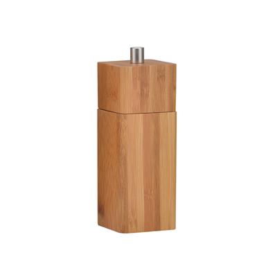 China Sustainable Square Bamboo Salt And Pepper Mill With Ceramic Grinder for sale