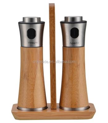 China Sustainable Manual Bamboo Vinegar Jar And Olive Oil Bottle Set for sale