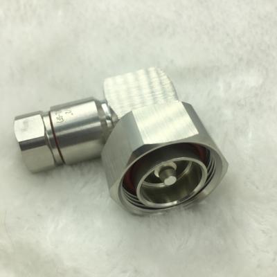 China 50ohm RF Connector 7/16 Din Male Plug Connector Brass Right Angle Flange For 1/2 Flex Cable for sale