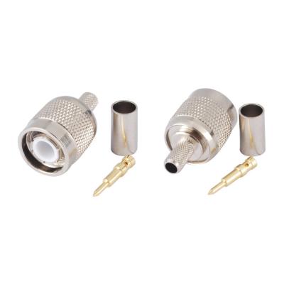 China Brass Male TNC Plug RF Coaxial Connector Crimp RG58, RG142, RG400, Nickel Plated LMR195 Straight for sale