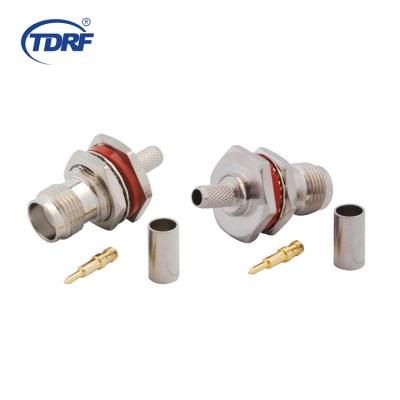 China TNC Brass Bulkhead Crimp RF Female Coaxial Connector For RG316 RG174 A/U Cable Connector for sale