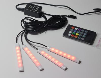 China Automobile Led Headlight One drag four LED color remote control foot atmosphere lights RGB decorative lights for sale